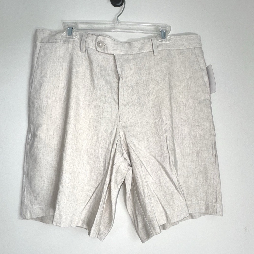 CUBAVERA Linen Blend Shorts Tan Men Size 38 / 9" Inseam NWT Pockets Belt Loops